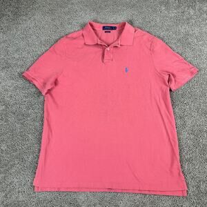 Ralph Lauren Polo Shirt Mens Extra Large Pink Blue Pony Classic Fit Short Sleeve